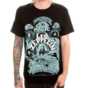 Led Zeppelin Electric Poster Magic metal rock Official T-Shirt L NWT